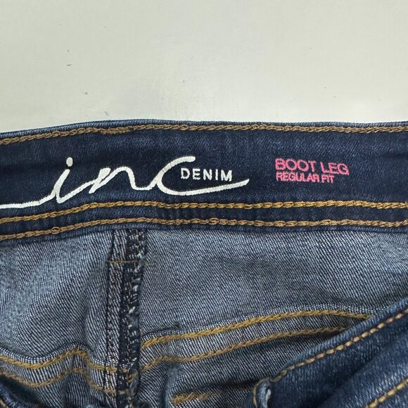 INC Bootleg Regular Fit Women's size 6 Dark Wash Blue Denim jeans - Picture 3 of 5
